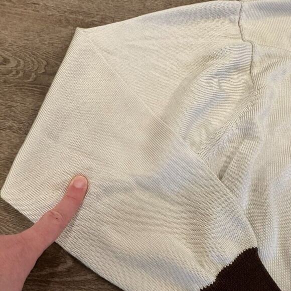 Vintage Kasper ASL Cardigan Womens Small‎ Cream Brown Academia Button Front - Picture 7 of 7